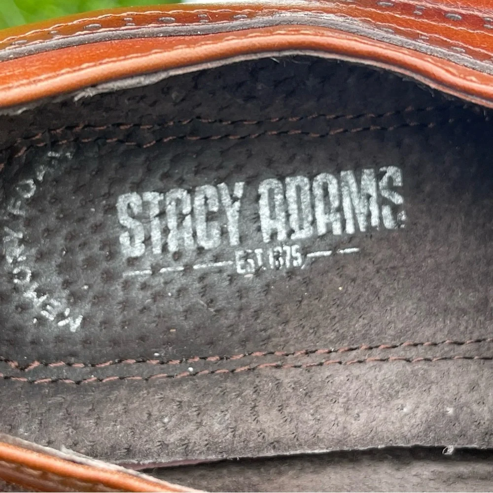Stacy Adams Dickinson Shoes Mens 7.5 Cognac Brown Lace Up Cap Toe Oxford Dress